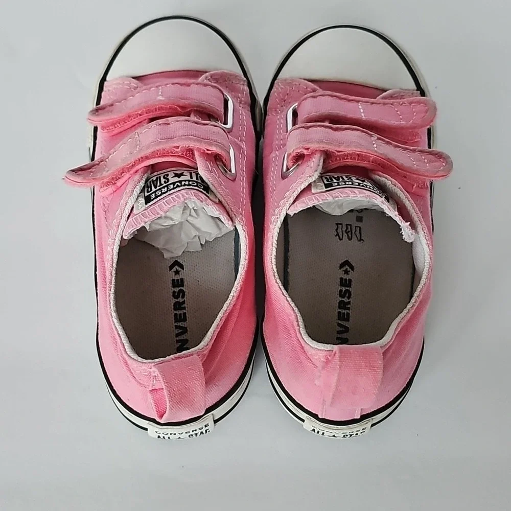 Kids Toddler Converse Low Top Pink Double Strap Closure Us Sz 10 - 1852